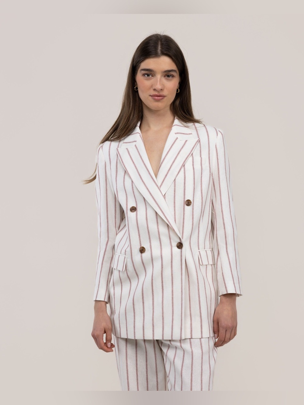 ba&sh Cream suit with Rust Stripes